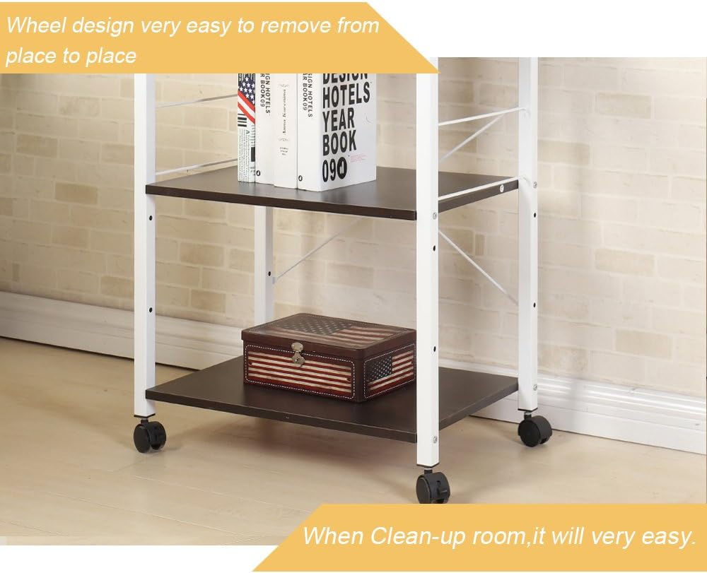 SDHYL Microwave Oven Rack Storage Shelf Kitchen Baker's Rack Storage Cart for Kitchen, Black, S7-WK-W4-BK-US: Kitchen & Dining