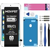 MOVFST Replacement Battery for iPhone 5S/5C,3500mAh High Capacity Battery Fit for iPhone 5S/5C Model A1453 A1457 A1518 A1528 A1530 A1533 A1456 A1507 A1516 A1529 A1532 with Repair Tool Kits