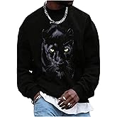 SOLY HUX Sweatshirts for Men Animal Graphic Crew Neck Drop Shoulder Long Sleeve Pullover Tops