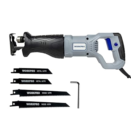 WORKPRO Säbelsäge Universalsäge Reciprosäge 2800RPM 710W Hublänge 20mm mit 4 Sägeblätter für Holz und Metall Werkzeugloser Sä