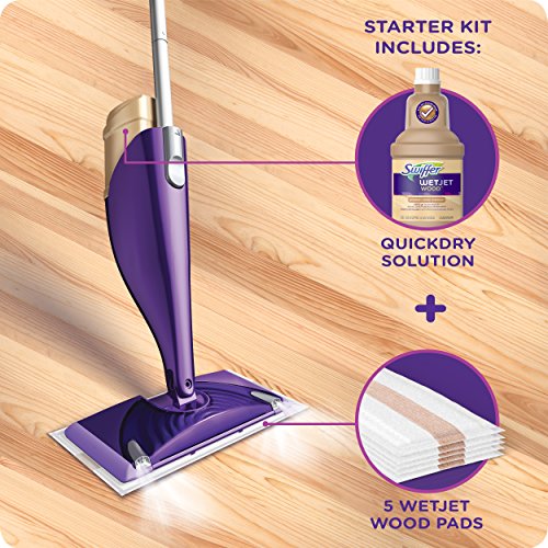 image for Swiffer WetJet Starter Kit, Includes: 1 Mop, 5 Pads, 1 Solution, Batte