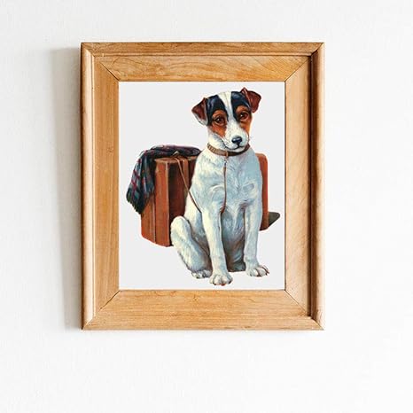 Amazon ジャックラッセルテリア犬愛らしいキャンバス印刷テリア犬イラスト写真ヴィンテージ絵画インテリアポスター寝室壁アートパネルホーム装飾40x60cmいいえフレーム ウォールステッカー オンライン通販