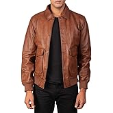 Crafter Men's Classic A2 Aviator WWII Flying Tiger Leather Jacket - Pilot Bomber Leather Jacket With Shirt Collar For Men