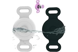 TYANUZZ Waterproof Airtag Dog Collar Holder Compatible with Apple AirTag, Silicone Waterproof Air Tag Case for Dog Collar, Anti-Lost AirTag Holder for Pet Cat Dog GPS Tracker (2 Pack, Black & White)