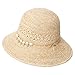 Womens 100% Raffia Straw Crochet Hat Foldable UPF Summer Beach Sun Hats 56-58CM Beige