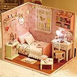 Dollhouse Miniature DIY Kit Dolls House Room with Cover and LED 3d Wood Toy Handcraft Artwork Birthday Gift Sunshine Angel