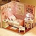 Dollhouse Miniature DIY Kit Dolls House Room with Cover and LED 3d Wood Toy Handcraft Artwork Birthday Gift Sunshine Angel