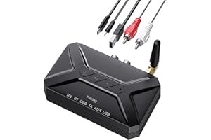 JXTZ Bluetooth Transmitter Receiver, 3 in 1 Bluetooth 5.0 Aux Audio Adapter with USB/RCA/AUX Output for Music Streaming Sound System, Bluetooth Receiver for Home Stereo/TV/Car/PC/Headphone/Speaker