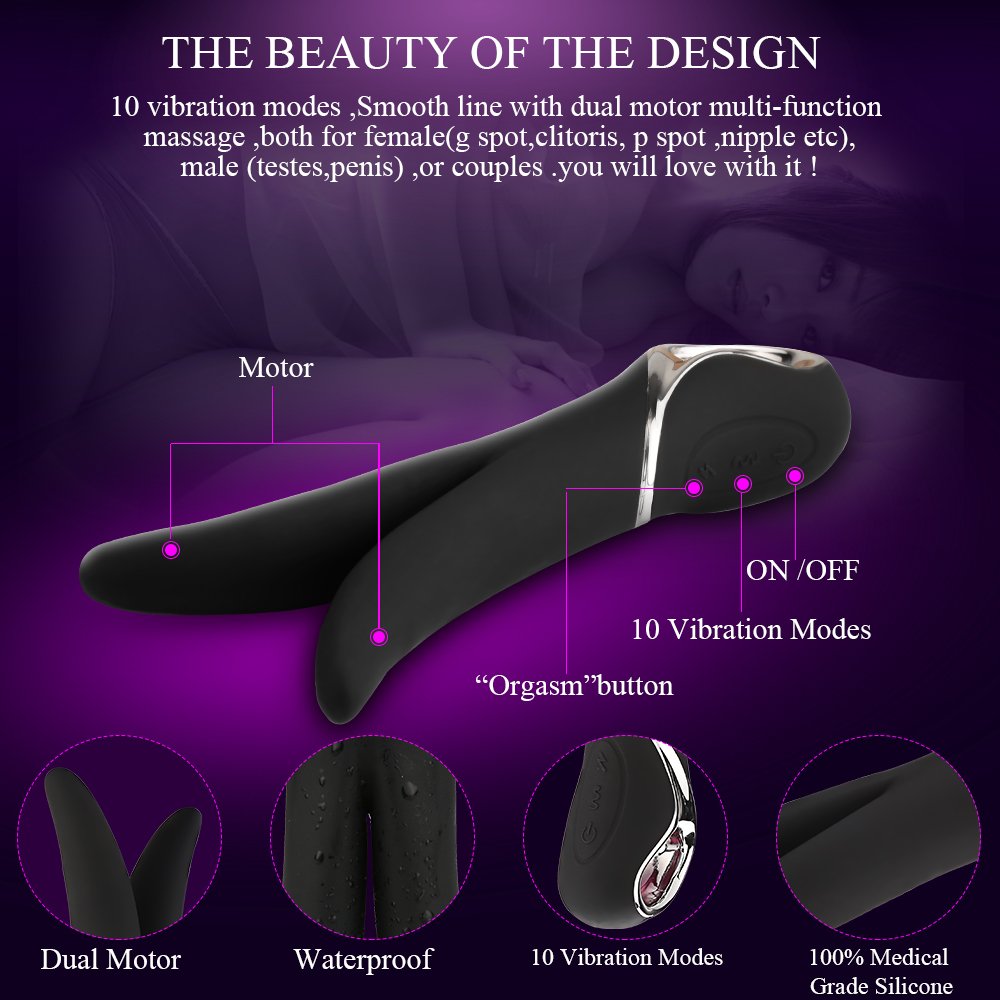 XBB Rechargeable Multifunctional Silicone Vibrator 10 Speeds with Orgasm Mode G Spot Stimulator Prostate Anal Personal Massager(Black)
