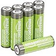 Amazon Basics 8-Pack Rechargeable AA NiMH High-Capacity Batteries, 2400 mAh, Recharge up to 400x Times, Pre-Charged