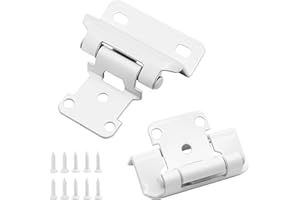 DONANIM 1/2" Partial Overlay Cabinet Hinges,(25 Pairs -50 Pack) Partial Wrap Hinge Self Closing Door White Hinge for Kitchen Cabinets