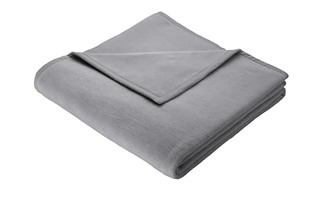 Biederlack Kuscheldecke Grau 150 x 200 cm, Sofadecke Baumwolle 60%