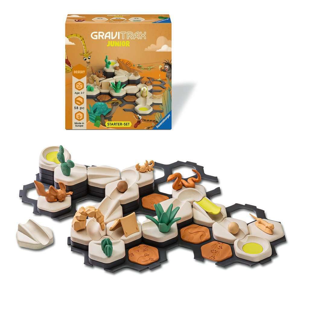 Ravensburger GraviTrax Junior Starter Set - My Desert - 58-Piece Marble Run Game - Fun and Educational Preschool Marble Structure Building - STEM-Friendly, Interactive Learning - Kids Age 3 and Older