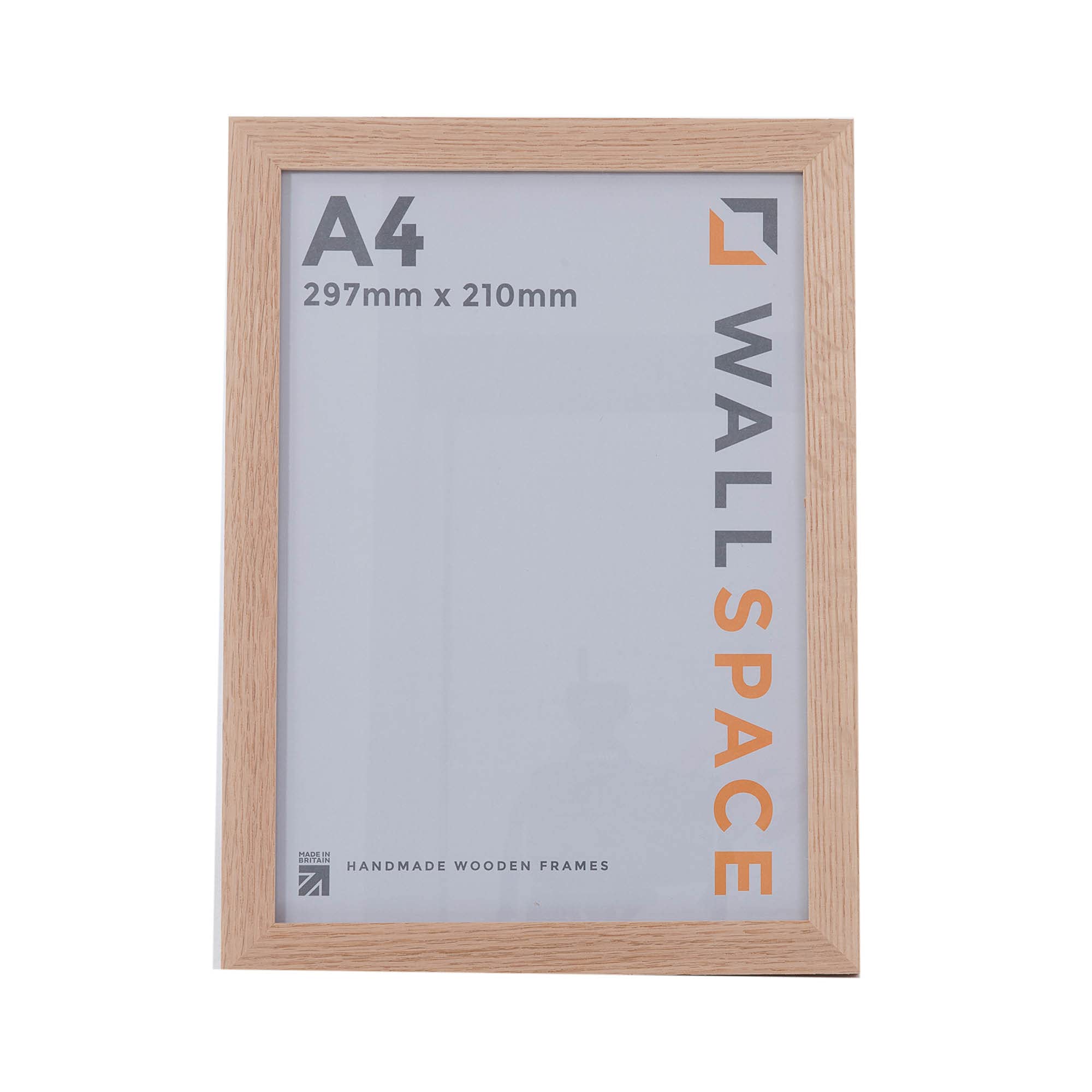 Wall Space A4 Oak Picture Frame | Oak A4 Photo Frame | 297x210mm | 297 x 210mm | 29.7x21.0cm | Certificate Diploma | Real Wood with Glass | Handmade Wooden Made in UK — image 1