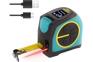 IANUL Dt10 Laser Tape Measure 2-in-1, Measuring Tape，131ft Laser Distance Meter, 16ft Digital Tape Measure, 131ftlaser Measuring Tool，Area Volume Measuring Pythagorean Mode,Waterproof and Rechargeable