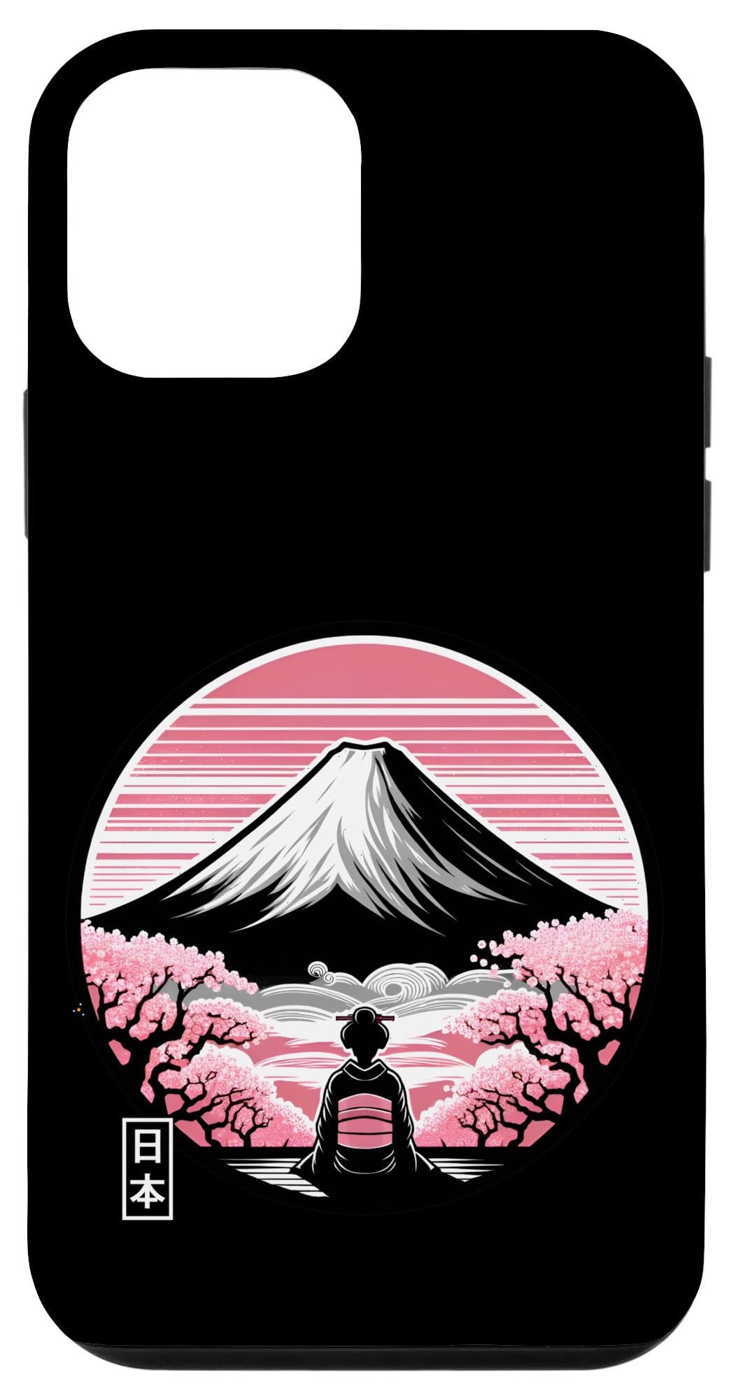 iPhone 12 mini Cherry Blossom Japanese Geisha Mount Fuji Japan Art Sakura Case