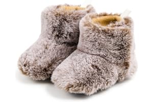 KIDSUN Infant Baby Boy Girl Cozy Fleece Bootie Newborn Stay On Slipper Winter Warm Gripper Non-Slip Crib Shoes