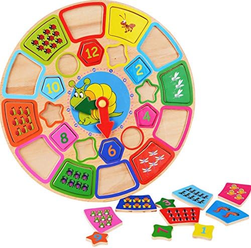 Wooden Shape Sorting Clock Jigsaw Puzzle Educational Toy For Kids learning clock Through Fun &amp; Play Age 3 Years and Up