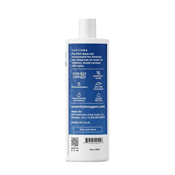 ESSENTIAL OXYGEN FOOD GRADE HYDROGEN PEROXIDE, NATURAL CLEANER, 3% USP, WHITE, 16 OUNCE