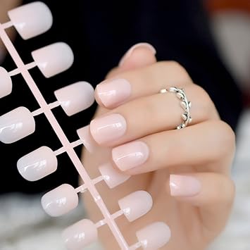 Amazon.com : CoolNail Fashion Aquoval Short Nude Pink Nail Tips False Nails Candy Light Pink Artificial French Fake Nail Salon Decorated Full Cover : Beauty