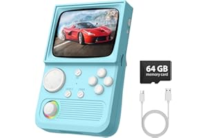 AISLPC R36T Retro Gaming Console, 3.5'' IPS Screen CRT-Inspired, Handheld Game Console with 18000+ Classic Games Supports WiFi Networked Fighting and OTG, 3500mAh Battery, with Portable Case（Blue 64GB）