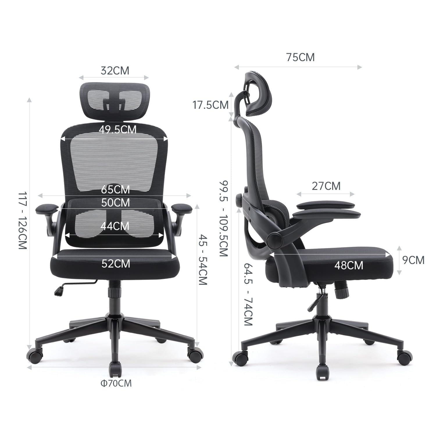 SIHOO M102C Ergonomic Mesh Office Chair, High Back desk chair with 3D Armrests, Up&Down Lumbar Support, Swivel Computer Task Chair, Black