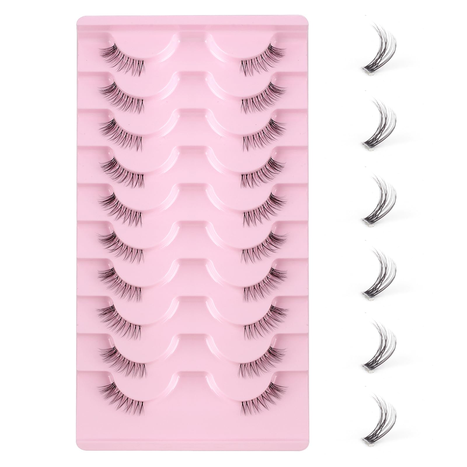 Oreola Half Lashes Wispy Clear Band Eyelashes Natural Look 10 Pairs Lightweight Corner Eyelashes Handmade Soft Cat Eye Lashes Reusable — image 1
