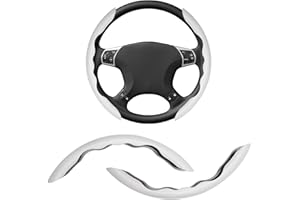 JUSTTOP 2 PCS Steering Wheel Covers, Segmented Carbon Fiber Non-Slip Steering Wheel Protector, Car Steering Wheel Protective 