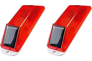 KAGOR Traffic Light 2Pcs Solar Strobe Warning Light Sensitive Emergency LED Flashing Lamp Super Bright IP54 Waterproof Wireless Light Control Beacon Barricade Construction Safety Road Signs (Red)