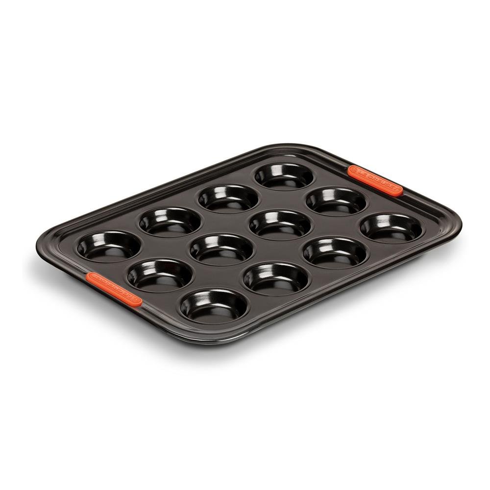 Le Creuset Non-Stick Carbon Steel Bakeware 12 Cup Bun Tray, Black — image 1