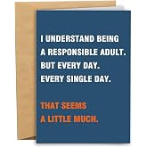 RYYike Funny Birthday Card for Him Her, Humorous Affirmative Card for Friend, Quirky Just Because Card for Sister Brother, Being A Responsible Adult Every Single Day that Seems A Little Much