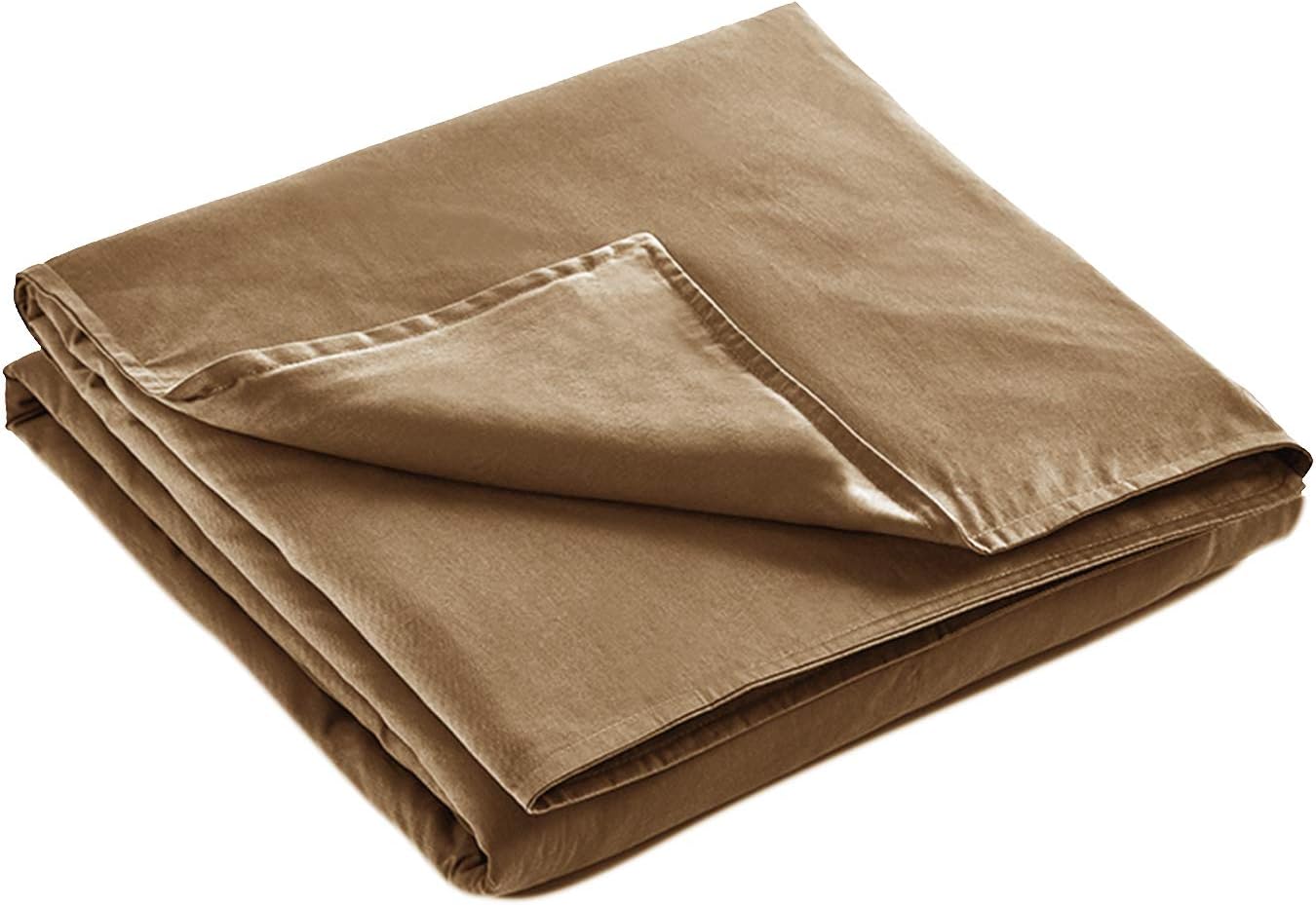 MOREHM Duvet Cover for Weighted Blankets, 100% Cotton Removable Heavy Blanket Covers with Zipper and Ties (60"x80" Duvet Cover, Light Coffee)