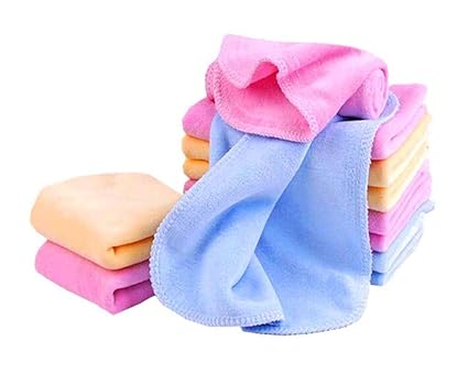 Very Soft Womens Cotton Face Towels, Multicolour - Set of 10