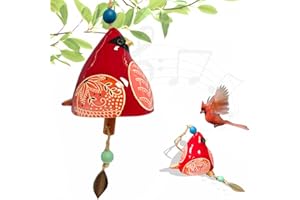 JILITSE Bird Song Bell Wind Chime, Hanging Bell Bird Song Bell Garden Decoration, Hanging Rustic Wind Chime, Memorial Wind Chimes for Outside and Indoor, Gifts for Mom Friends (Red)
