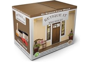 Retique It Wood Finish Front Door Kit – GO Beyond Faux Wood with Paintable Liquid Wood Based Primer and Gel Stain - Graining Tools Included (Front Door Kit, Dark Oak)
