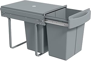 HOMCOM Pull Out Trash Can Under Cabinet with Smooth Glide and Handle, 10.6 Gallon (40L) Slide Out Garbage Can with 2 Removabl