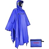 Andake Waterproof Rain Poncho for Adults Unisex,230T Ripstop Polyester,Raincoat Gear with Transparent Viewing Window Outdoors