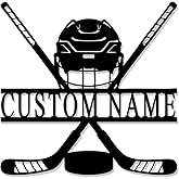 Personalized Ice Hockey Metal Wall Decor Custom Hockey Player Metal Wall Art Customized Name & Number Sign for Boy Men Dad Personalized Coach Gifts