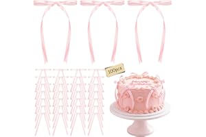 100Pcs Satin Ribbon Bow, 5x7 Twist Tie Bow Bulk for Champagne Glass Cake Treat Present Wrapping Holiday Decor Party Supplies(