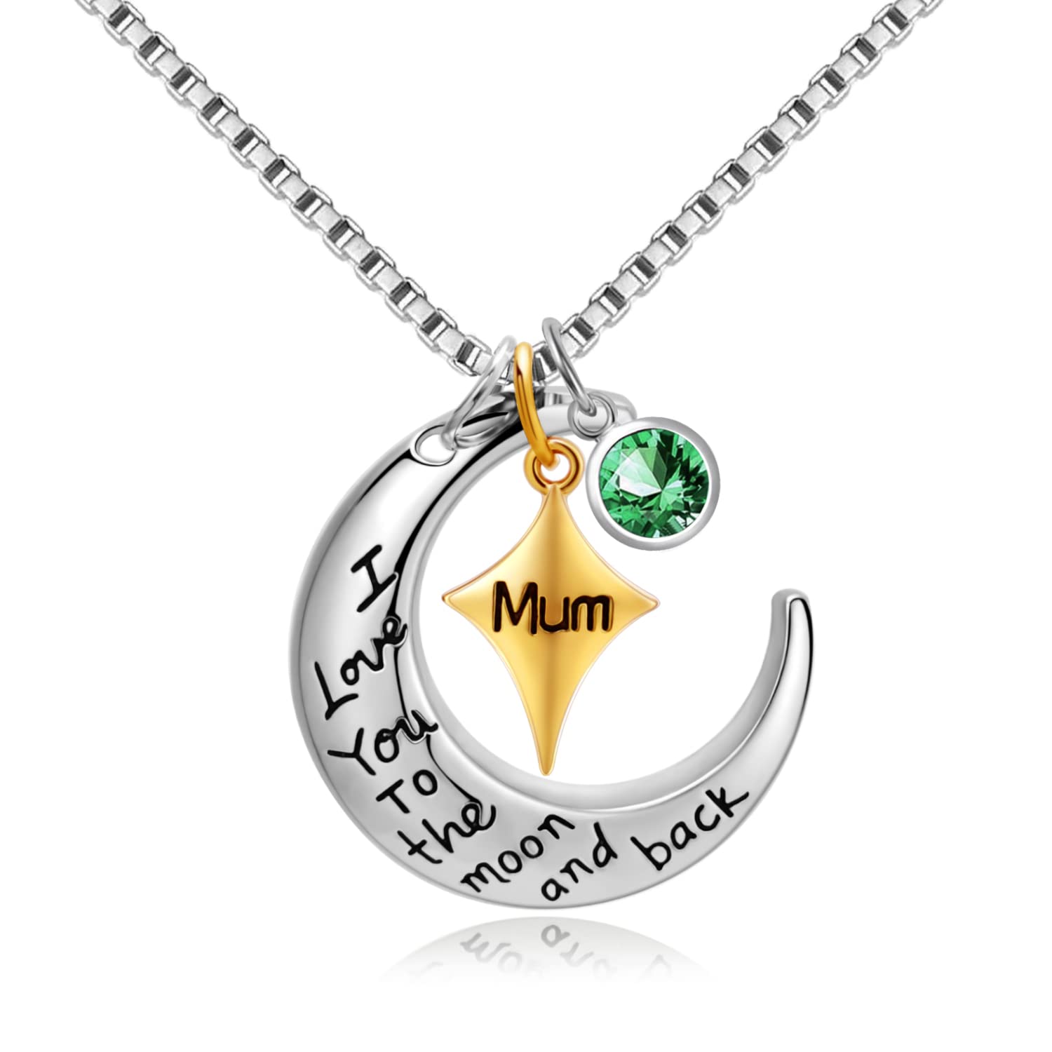 May Birthstone Birthday Necklaces For Mum Gifts For Mum From Daughter I Love You To The Moon And Back Necklace Mum Necklaces From Daughter
