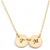 HotMixCold Charm Monogram Disc Necklace, Personalized Couple Jewelry for Her, Sister, Best Friends Gift