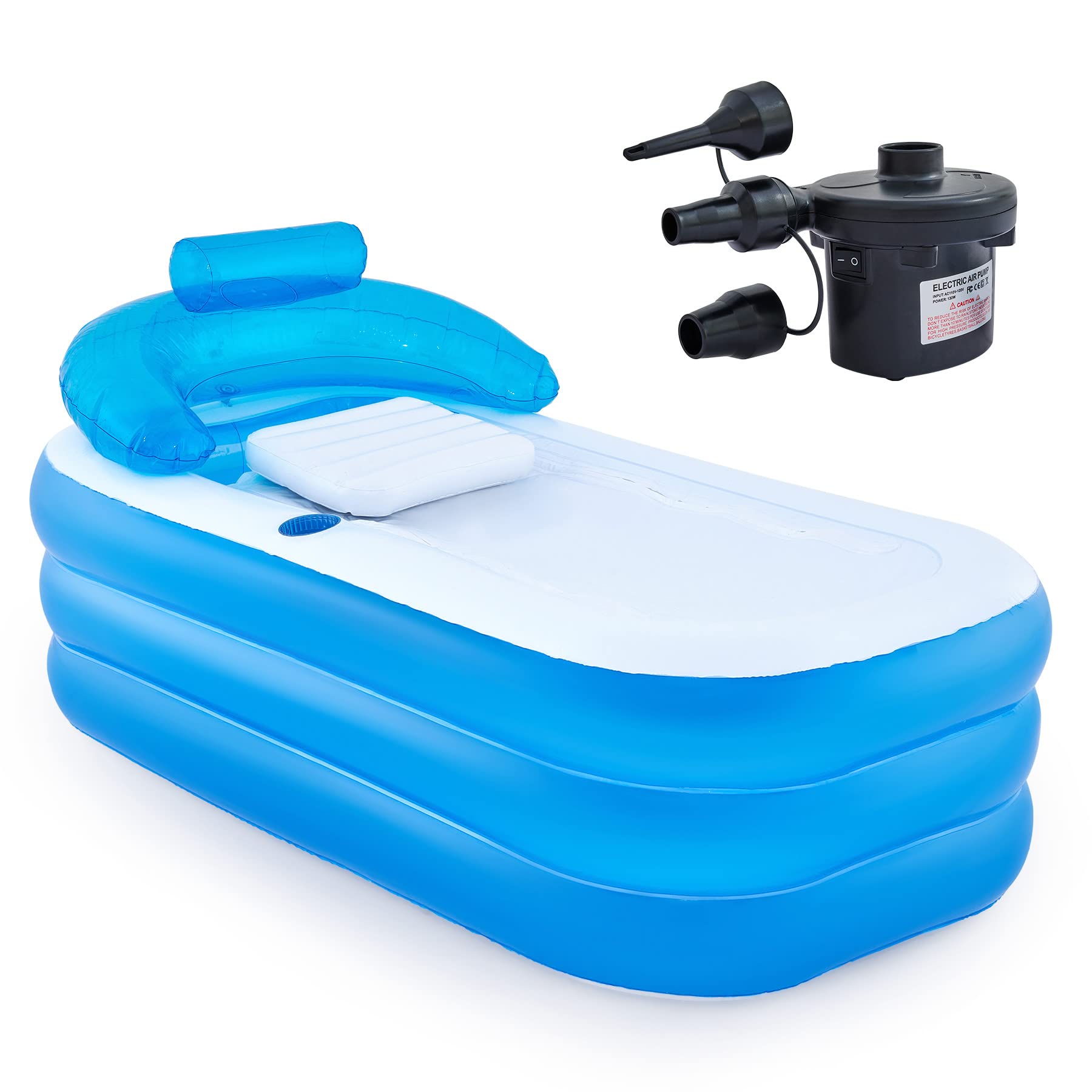 CO-Z Inflatable Bathtub with Electric Air Pump and Bath Pillow Headrest ...