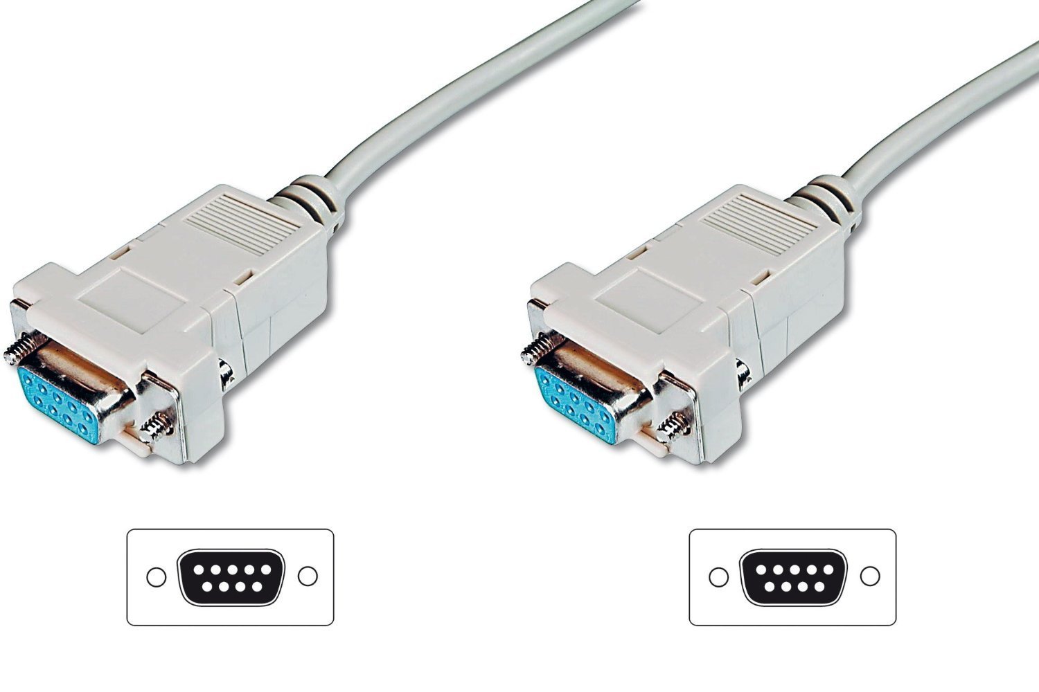 DIGITUS 3.0m D-Sub9 Female - D-Sub9 Female Zero Modem Connection Cable - Beige