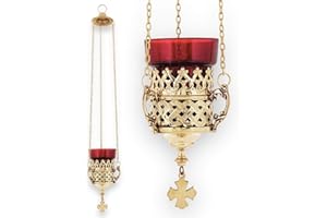 BLESSEDMART Hanging Orthodox Vigil Oil Lamp - Home Altar or Church Use
