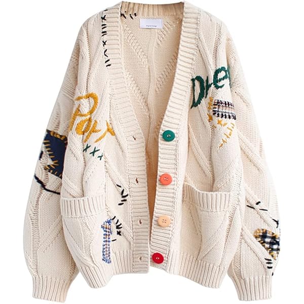 utcoco Womens Open Front Cardigan Cable Knit Long Sleeve