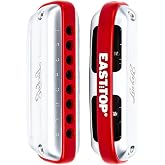 East top Harmonica,8 Hole Blues Harmonica,C Key Diatonic Mouth Organ Harp | For Adults, Beginners, Professionals and Students, as a Gift,red