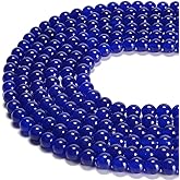 jodaying 10mm Sapphire Blue Dyed Jade Smooth Round Natural Gematone Loose Beads for Jewelry Making DIY Findings 1 Strand 15"
