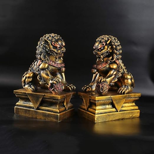 Großes Löwenpaar Fu FOO Hundestatuen (EIN Paar), Harz Chinesisches Feng
