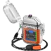 SUPRUS Luminous 3 Modes of Flashlight Windproof Waterproof Lighter Electric Rechargeable Dual Arc Plasma Lighter with Surviva