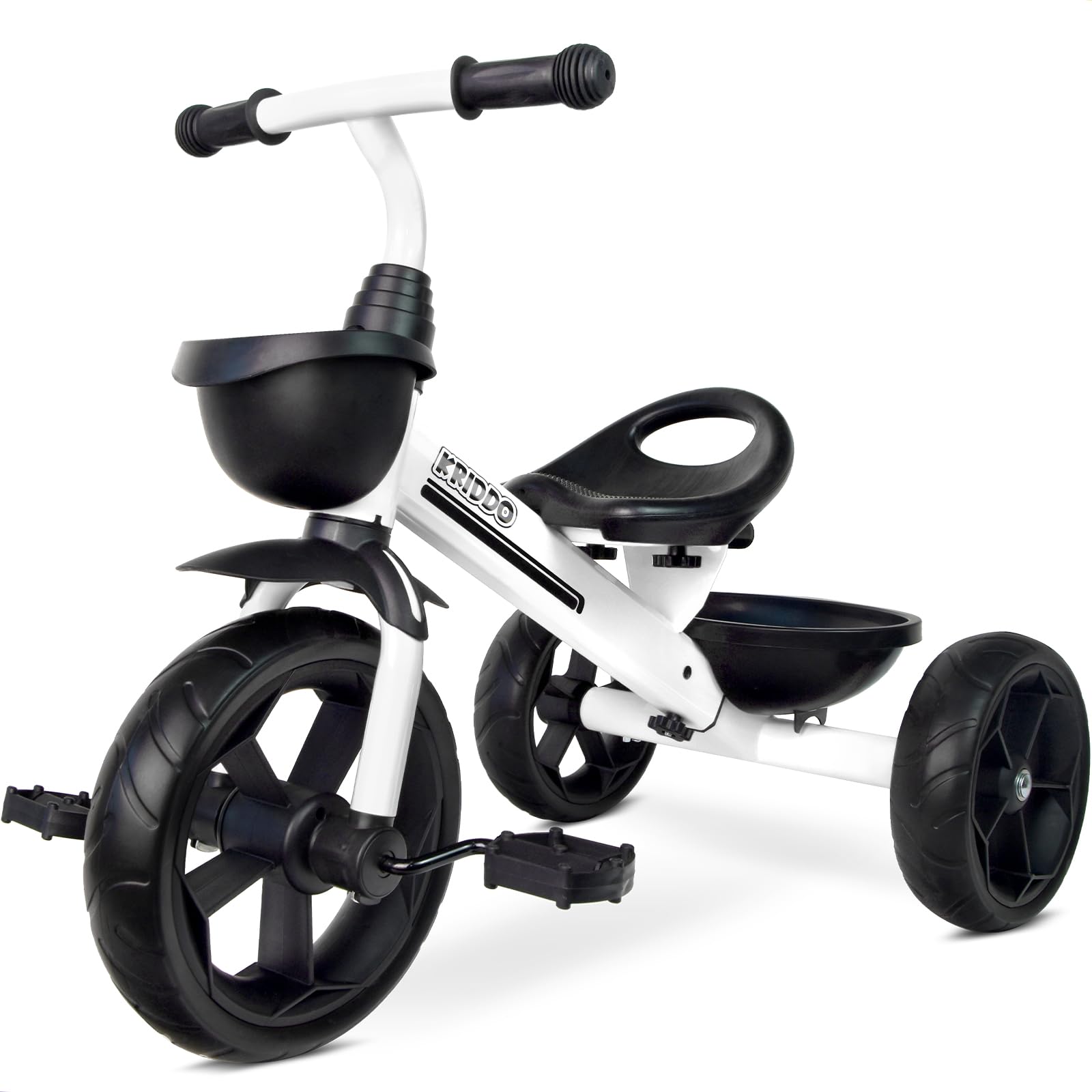 KRIDDO Kids Tricycles Age 24 Month to 4 Years, Toddler Kids Trike for 2.5 to 5 Year Old, Gift Toddler Tricycles for 2-4 Year Olds, Trikes for Toddlers, Sporty Styling, White